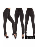 Elastic High Waist Slim Small Feet Jeans Woman-Outfit