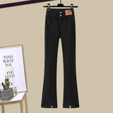 Zingj Slim Hot Girl Top With A Two-Piece Set With Slit Jeans-Outfit