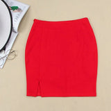 New Fashion Women Office Formal Pencil Skirt Spring Summer Elegant Slim Front Slit Midi Black/Red OL