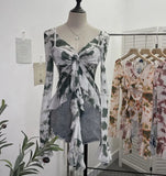 Kinking Of The Net Yarn Irregularly Kinked Lotus Lobe Slings Shoulder Horn Sleeve T-Shirt Short Top