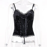 Dark Lace Lace Vintage Top Women's Summer Black Suspenders Vest Women's