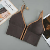 Tube Top Front Zipper Crop Tops Bra Women Camis Sexy Triangle Cup Navel Backless Underwear