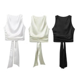 New Women's Street Fashion Back Silk Satin