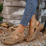 Zingj Rome Pedal One Foot Fashion High Slope Heel Breathable Slope Heel Velcro Outdoor Wedge Sandals Slippers