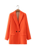 New Pure Color Double-Breasted Loose Casual Suit Jacket In