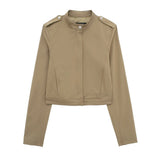 Spring Style Vertical Collar Short Style Jacket 4661717 Wide Pleated Skirt