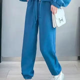 Zingj Casual Sports Suit Female 2024 Spring And Autumn New Pure Color All-Match Loose Skinny Pants Two Sets Of Female Tide-Outfit