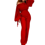 Off-shoulder Casual High Waist Wide Plus