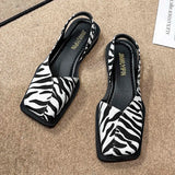 Zingj New Style Head Cover Square Heel Sandals Comfortable Flat-Soled Fashionable Square Head Ma Lizhen Sandals 211-0-Outfit