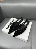 Zingj Women's Shoes Spring / Summer 2023 New Fashion Versatile Pointed Flat Small Fragrant Wind Sequins