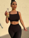 Ribbed Knitted Women 2 Pieces Crop Top Tanks Biker Shorts Set Patchwork Tracksuit Streetwear Sporty 2022 Summer