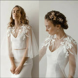 Soft Tulle Wedding Cape Shoulder Appliques Bridal Bolero Jacket Lace Women Formal Wear
