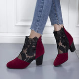 Zingj Gauze High-Heeled Sandals Women's Large-Size Fashion Round Heels Roman