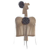 Summer New Sexy Chest Umbilled Vest High-Waisted Hip-Up Mesh