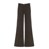 Zingj Brown Low Waist Loose Simple Wick Pants Bell Bottoms Hot Girl Street Joker Show Thin Casual