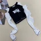 Liang Guantu 6535 Pull Frame Cotton Early Autumn New Design Sense Careful Machine Hollowed-Out Long-Sleeved T-Shirt Female