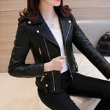 Zingj Spring And Autumn New Korean Version Of Lady PU Leather Female Short Slim Small Coat Motorcycle Suit Leather