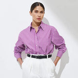 Zingj Striped Shirt 2024 New Fashion Versatile Loose Polo Striped