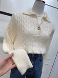 Zingj And Winter New POLO Lapel Twist Pullover Sweater Female Bf Han Fan Loose Foreign Style V-Necked Knitted