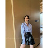 Purple Striped Shirt Fashion Women Blouses 2023 Casual Youth Long Sleeve Tunics Women's Clothing Spring Summer 2023