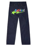 Letter Printed Jeans Men's High Street Fashion Brand Loose Straight Tube Casual