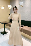 Zingj Pressure-Sensitive Fold Waist To Show Thin Temperament Light Mature Style Women's Dress New French Dress In Spring Long Pleated