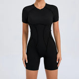 Zingj Three-Dimensional Beauty Sports Yoga Suit Integrated Tight Short Sleeve Hollow Back Conjoined Suit Female Fitness Clothing-Outfit