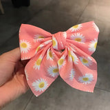 Dot Floral Print Hair Clips Girls Daisy Bow Hairpin Pastoral Retro Style Barrettes Big Bowknot Hairpin Hair