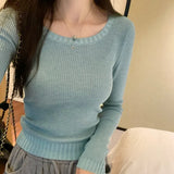 Slim Long-Sleeved Short-Style Sweater Autumn And Winter New Style Small People Look Thin Bottom Sweater