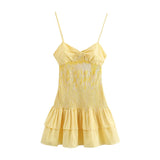 New Small Check-In Bow Ornament Back Hollow Dress
