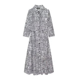 Spring Series Printed Long-Sleeved Belt Dress