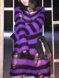 Distressed Stripe Longline Sweater- Outfit