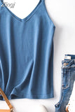 Women Knitting Spaghetti Strap Top Halter V Neck Camisole Women'S Basic Casual Sleeveless Knited Tank Tops Summer