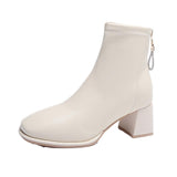 Zingj Boots And Ankle Boots Women Korean 2024 New Autumn And Winter Thick Heel Martin Boots Square Head Thin Boots Women Back