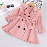 Toddler Girls Clothes Autumn Winter Long Sleeve Fashion Trench Coats Children Solid Outerwear with Sashes Costume