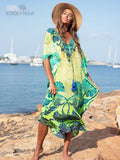Quick-drying Black Indie Folk Embroidered Long Summer Beach Dress Moroccan Kaftan Plus Size Women Beachwear Maxi Dress