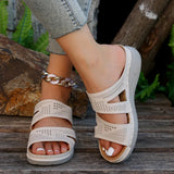 Mouth Hollowed-Out Thick-Soled Women's Shoes 2024 Summer New Comfortable Non-Skid Mother's Shoes Slope Heel Belt