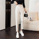 Zingj Spring And Autumn New Slim Slim Elastic High Waist Casual Nine Minute Pants Women's Small Feet Suit