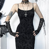 Dark Wind Sexual Personality Cross Flocking Suspenders Dress 2023 New Slim Bag Hip
