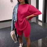 Two-piece Set With Belt Solid Color