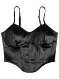 Women Curved Hem Satin Cami