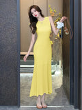 Zingj Shot Retro Hollowed-Out Knitted Dress Female Summer Gentle Wind Design Temperament Slim And Skinny Hip-Covered