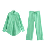 New Striped Poplin Loose Shirt 8364674 Trousers