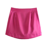 Pure Color Simple Silk Satin Sensitive Mini Skirt In