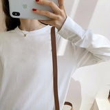 Spring And Autumn Dress New Loose White Bottomed Shirt For Women With Medium-Long Cotton Long-Sleeved T-Shirt