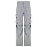 Zingj Wind Large Pocket Stitching Pleated Casual Pants Women 2023 Autumn Straight Pants New Pants