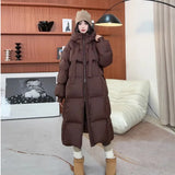 2024 New Thickened Down Cotton-Padded Jacket Female Long Over-Knee Cotton Coat Korean Version Loose Bread Coat Winter Cotton-Padded Jacket Coat-Outfit
