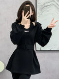 2 Pcs Hoodies Temper Hooded Design Autumn Mature Harajuku Patchwork Casual Simple Korean Style All-match Long Sleeve