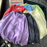 Korean New Women Basic O Neck Sweatshirt Spring Oversized Solid 12 Colors Hoodies 2022 Girls Casual Harajuku