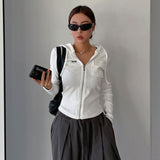 Zingj Simple Casual Niche Solid Color Pocket Hooded T-Shirt Slim Zipper Thread Show Slim Cardigan